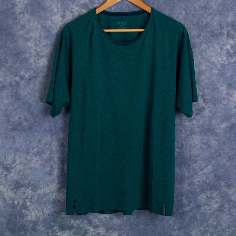 Brooks Running Green Performance Tee Shirt XL Lightweight Breathable Athletic